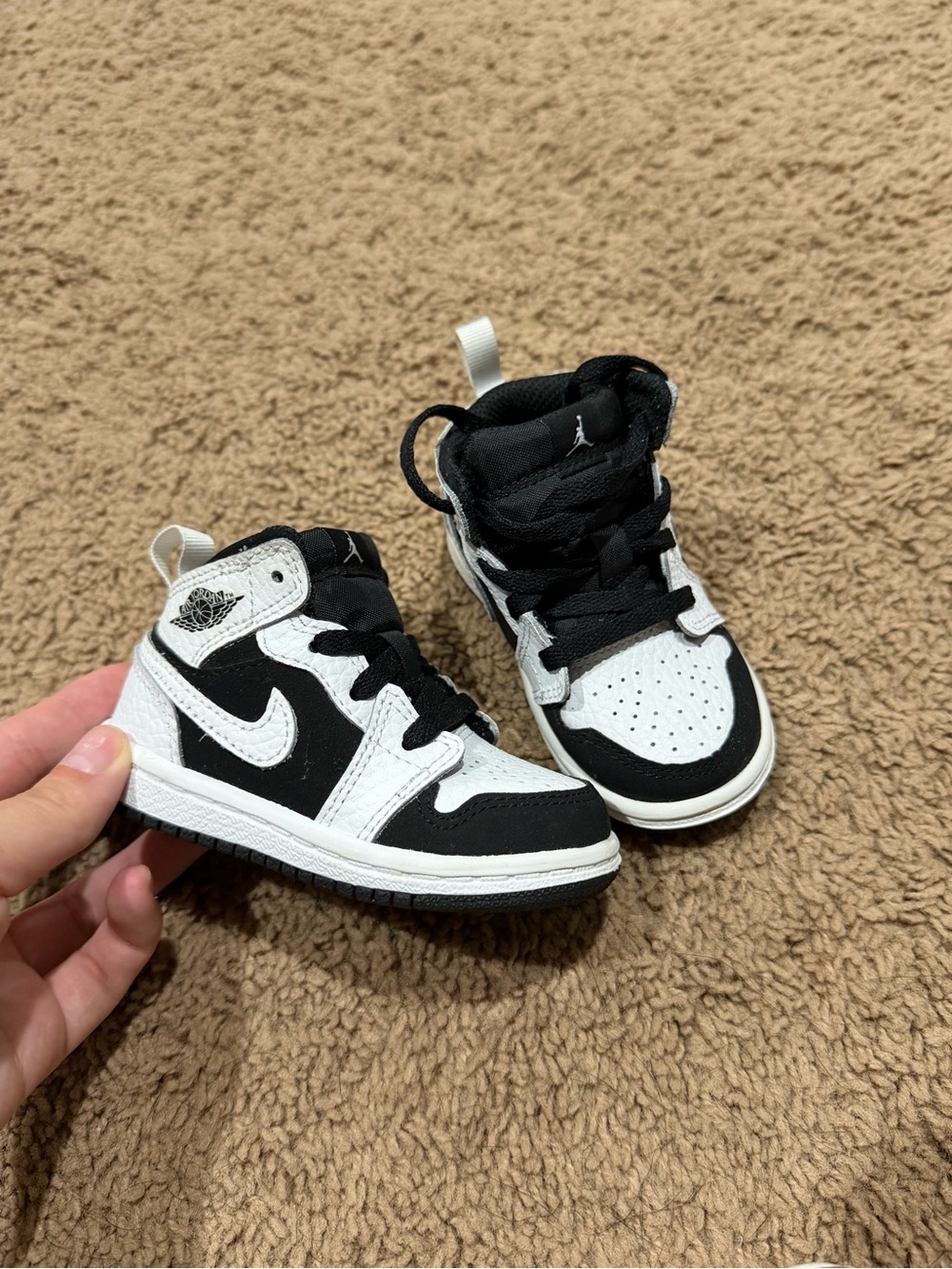 Jordan Kids Black and White High-Top Sneakers